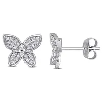 Julianna B 10K White Gold 0.20CTW Diamond Butterfly Studs