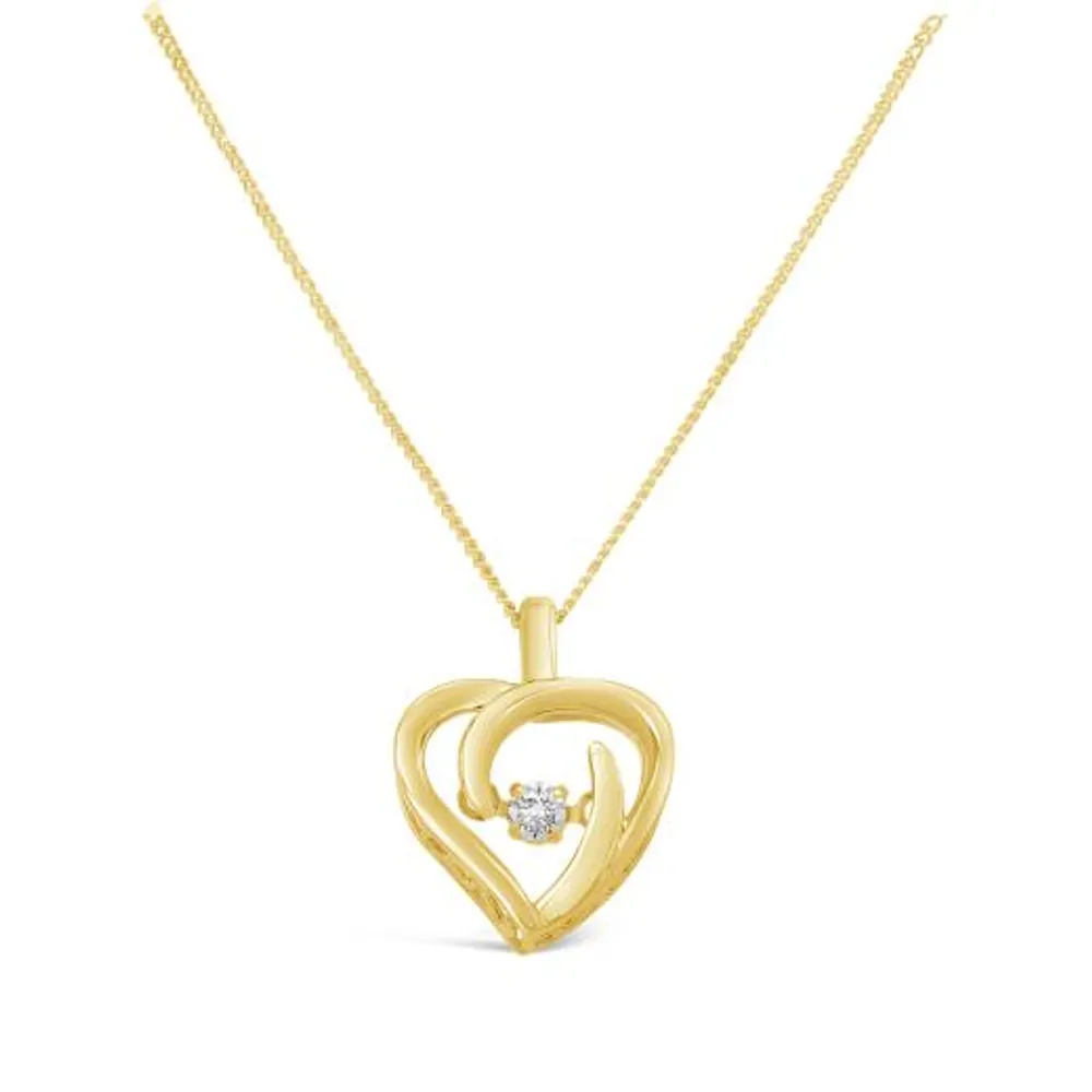 Heart Pendant with A Diamond in 10kt Yellow Gold