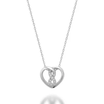 Radiant and Bright 10K White Gold Diamond Infinity Heart Pendant