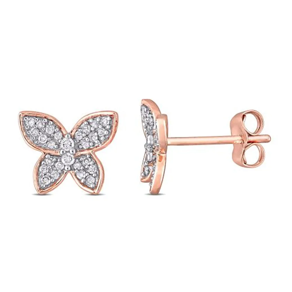 Julianna B 10K Rose Gold 0.20CTW Diamond Butterfly Studs