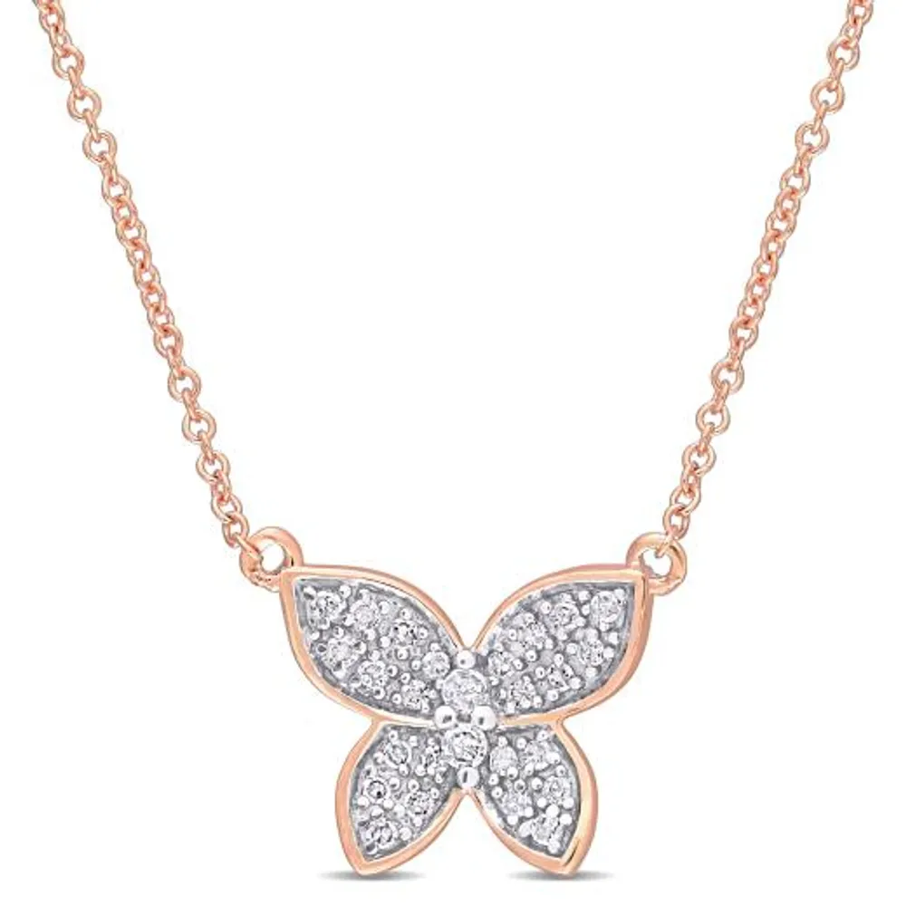 Julianna B 10K Rose Gold 0.13CTW Diamond Butterfly Pendant