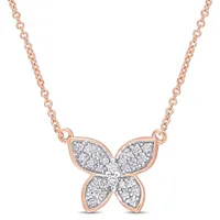 Julianna B 10K Rose Gold 0.13CTW Diamond Butterfly Pendant