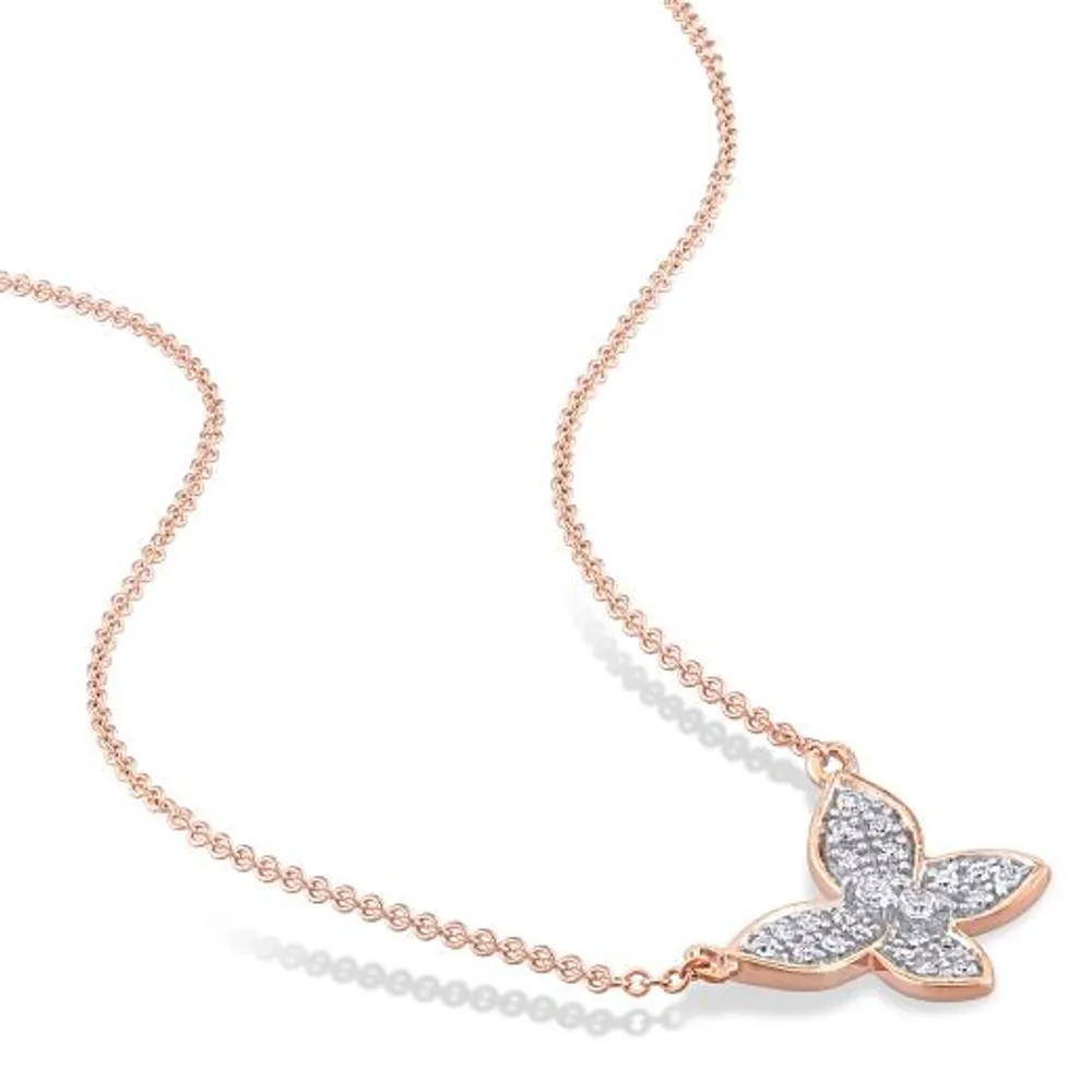 Julianna B 10K Rose Gold 0.13CTW Diamond Butterfly Pendant