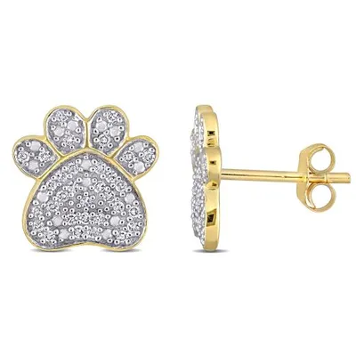 Julianna B 10K Yellow Gold 0.19CTW Diamond Paw Studs