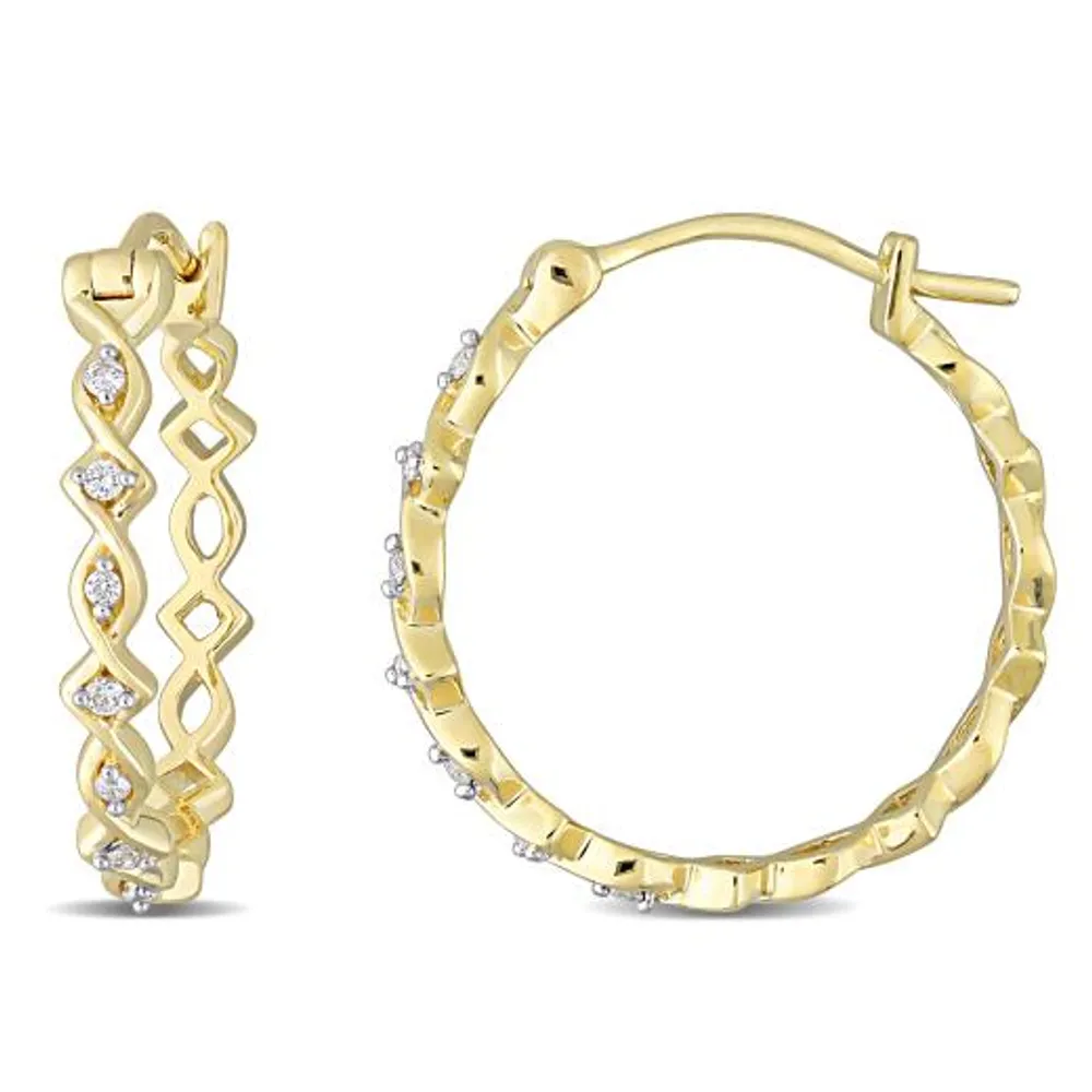 Julianna B 10K Yellow Gold 0.10CTW Diamond Hoop Earrings