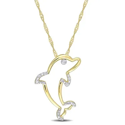 Julianna B 10K Yellow Gold 0.04CTW Diamond Dolphin Pendant