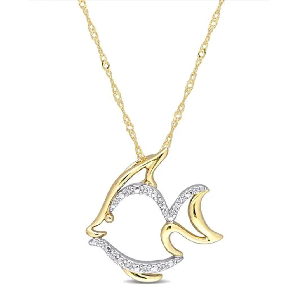 Julianna B 10K Yellow Gold Diamond Fish Pendant