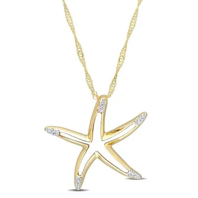 Julianna B 10K Yellow Gold 0.04CTW Diamond Starfish Pendant