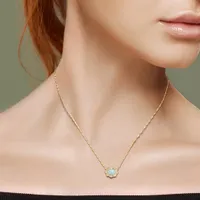 Julianna B 10K Yellow Gold 0.08CTW Diamond & Blue Ethiopian Opal Necklace