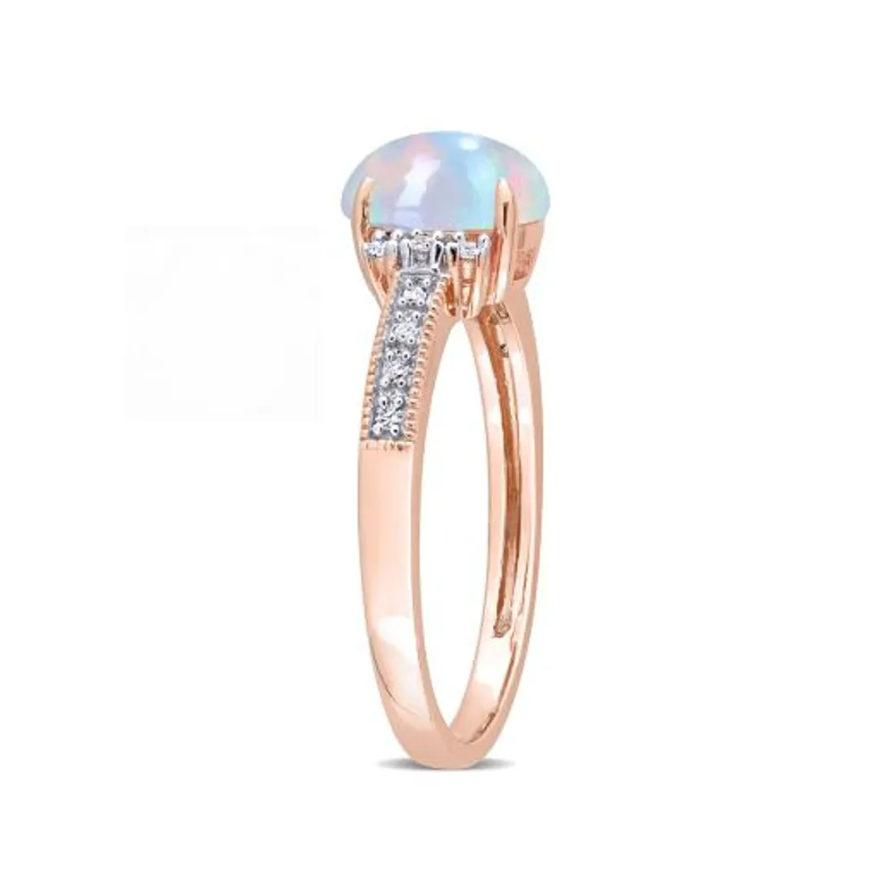 Julianna B 10K Rose Gold 0.07 CTW Diamond & Blue Ethiopian Opal Ring