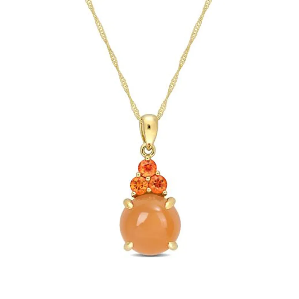 Julianna B 14K Yellow Gold Orange Moonstone & Orange Sapphire Necklace