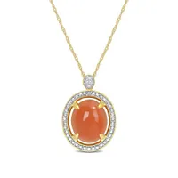 Julianna B 14K Yellow Gold 0.02 CTW Diamond & Orange Moonstone Necklace