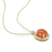 Julianna B 14K Yellow Gold 0.02 CTW Diamond & Orange Moonstone Necklace