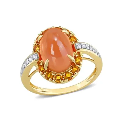 Julianna B 14K Yellow Gold Diamond, Orange Moonstone & Madeira Citrine Ring