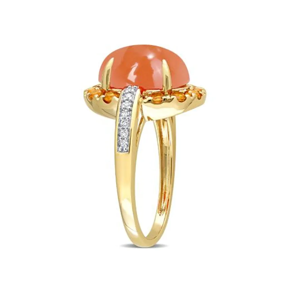 Julianna B 14K Yellow Gold Diamond, Orange Moonstone & Madeira Citrine Ring