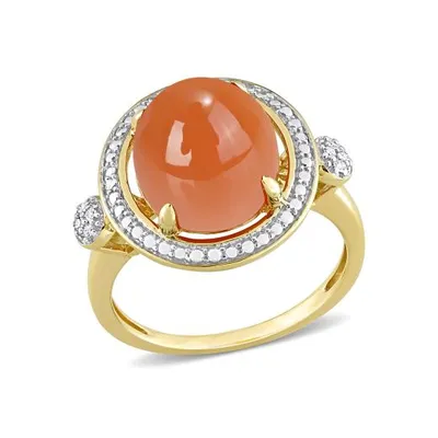 Julianna B 14K Yellow Gold 0.04 CTW Diamond & Orange Moonstone Ring