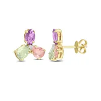 Julianna B 14K Yellow Gold Diamond, Purple, Pink & Green Sapphire Earrings