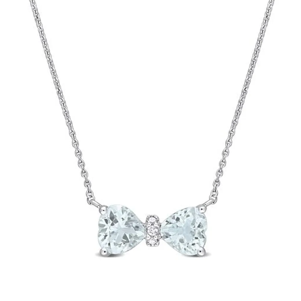 Julianna B 10K White Gold 0.015 CTW Diamond & Aquamarine Necklace