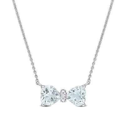 Julianna B 10K White Gold 0.015 CTW Diamond & Aquamarine Necklace