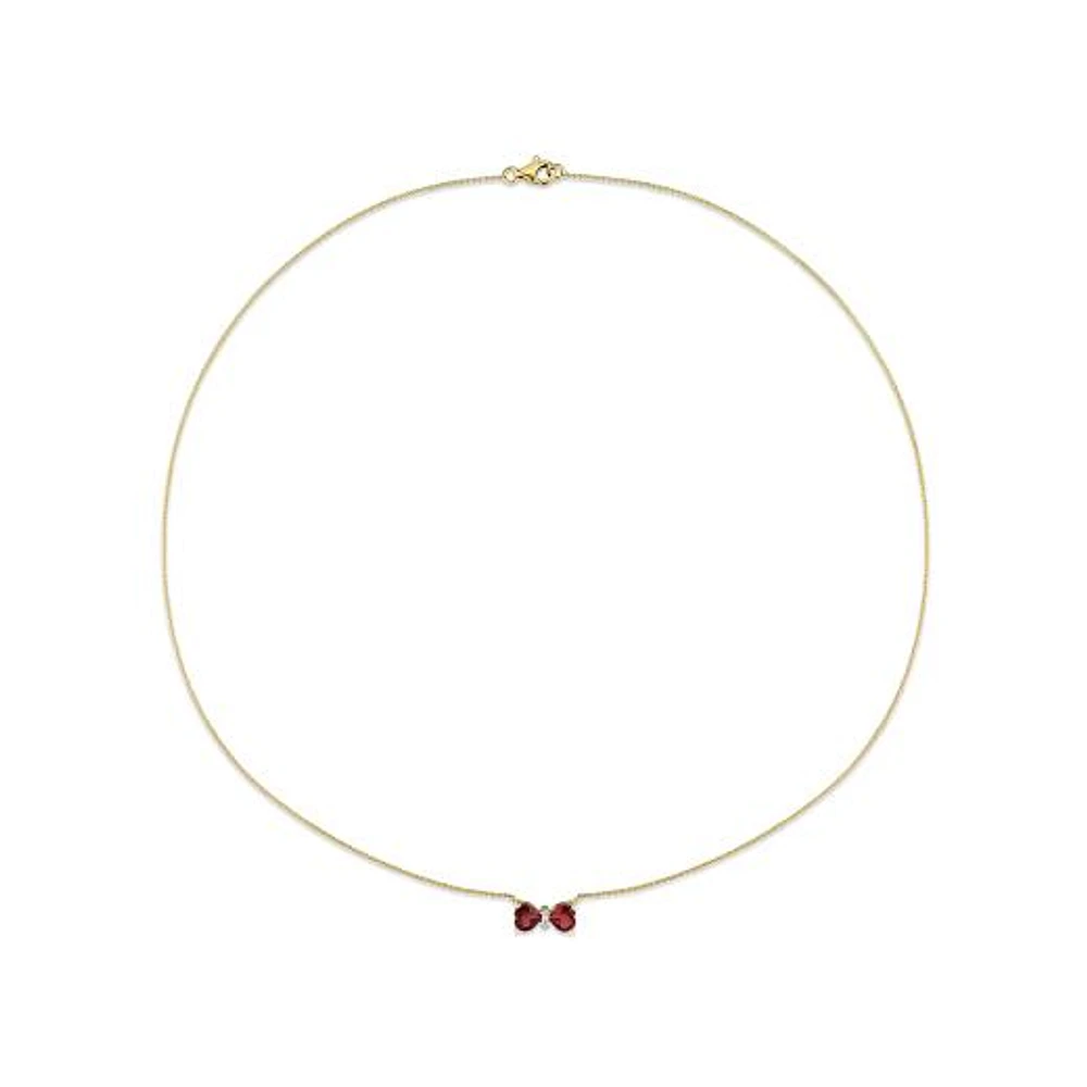 Julianna B 10K Yellow Gold 0.015 CTW Diamond & Garnet Necklace