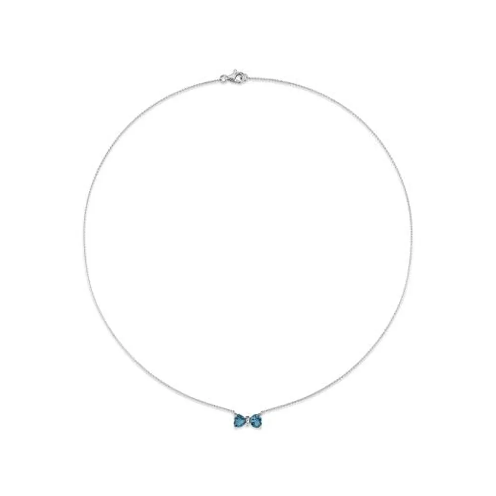 Julianna B 10K White Gold 0.015 CTW Diamond & Blue Topaz Necklace