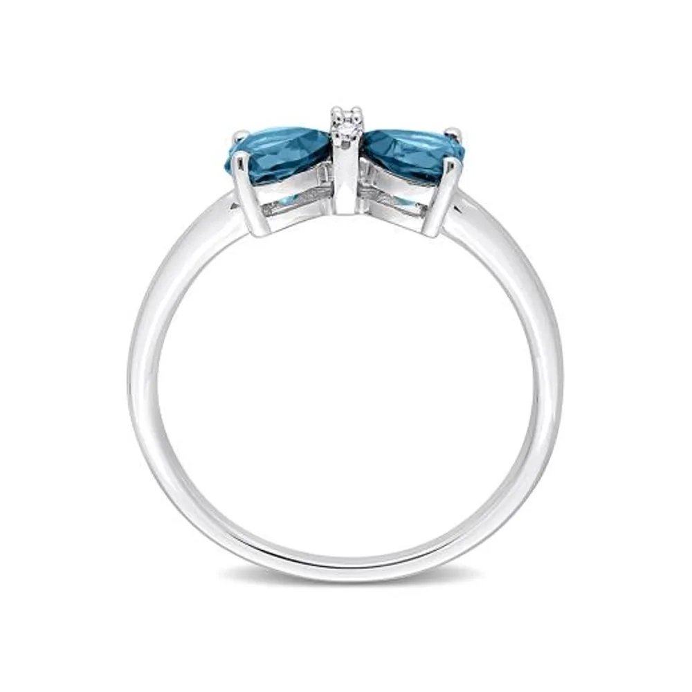 Julianna B 10K White Gold 0.015 CTW Diamond & Topaz Ring