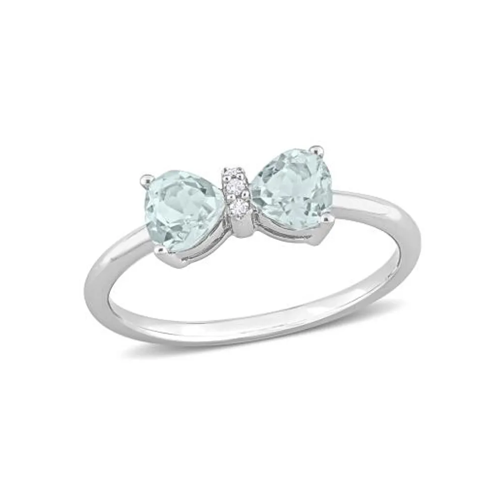 Julianna B 10K White Gold 0.015CT Diamond & marine Ring