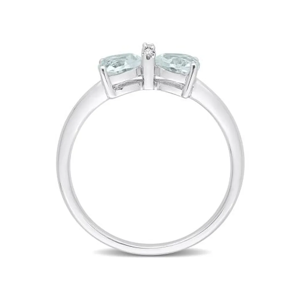 Julianna B 10K White Gold 0.015 CTW Diamond & Aquamarine Ring