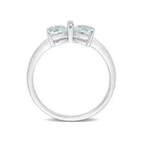 Julianna B 10K White Gold 0.015CT Diamond & marine Ring