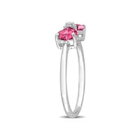 Julianna B 10K White Gold 0.015 CTW Diamond & Pink Topaz Ring