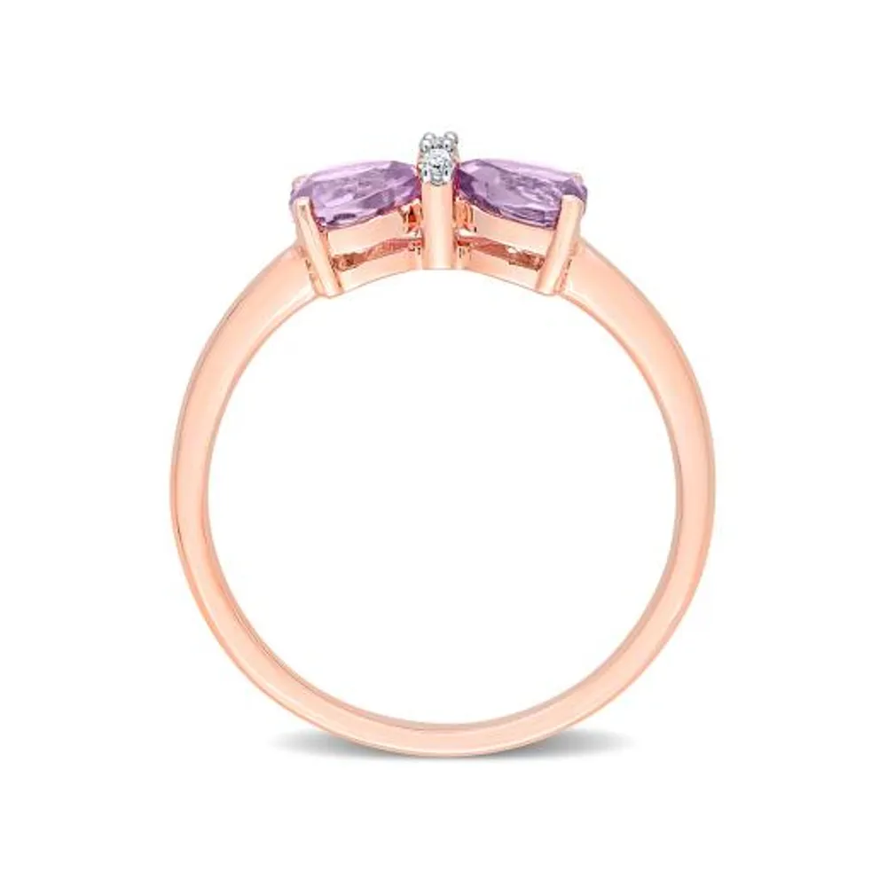 Julianna B 10K Rose Gold 0.015 CTW Diamond & Amethyst Ring