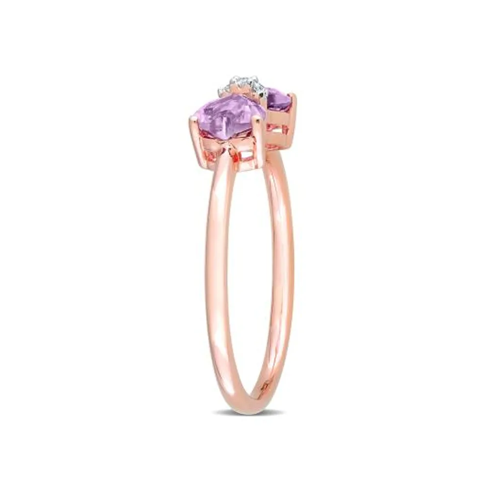 Julianna B 10K Rose Gold 0.015 CTW Diamond & Amethyst Ring