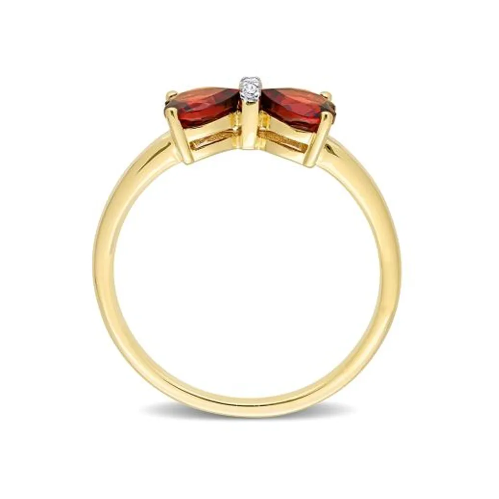 Julianna B 10K Yellow Gold 0.015 CTW Diamond & Garnet Ring