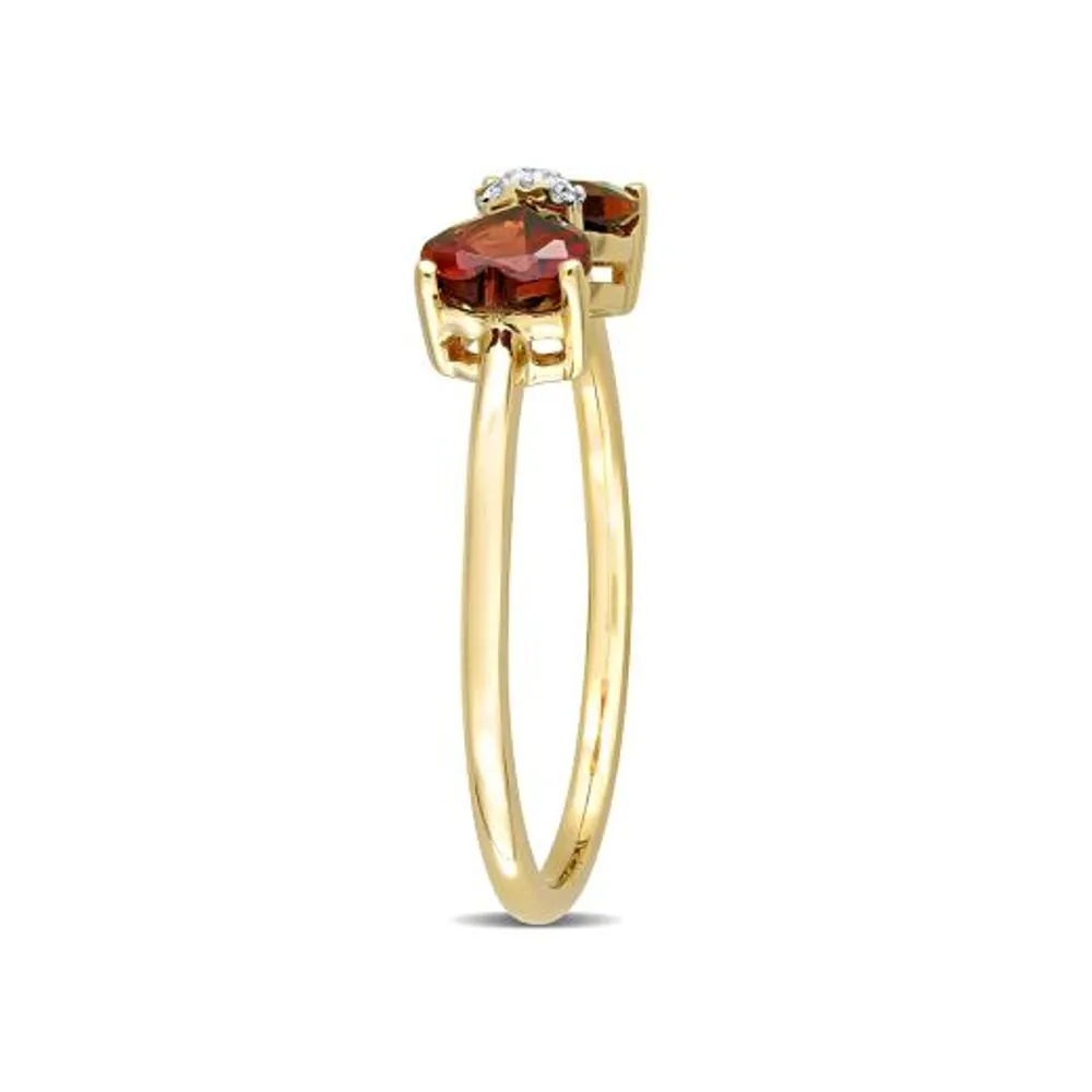 Julianna B 10K Yellow Gold 0.015 CTW Diamond & Garnet Ring