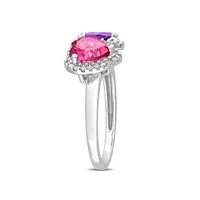 Julianna B 14K White Gold 0.20 CTW Diamond, Pink Topaz & Amethyst-Africa Ring