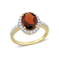 Julianna B 10K Yellow Gold Garnet & Lab Grown White Sapphire Ring