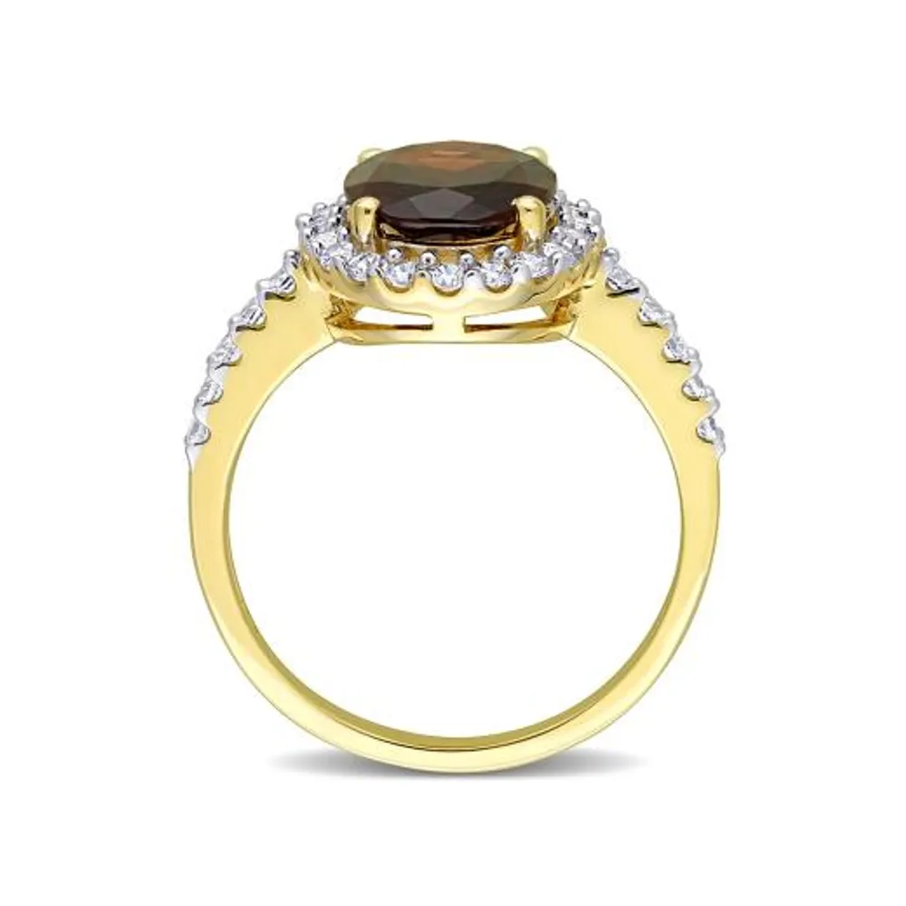 Julianna B 10K Yellow Gold Garnet & Lab Grown White Sapphire Ring