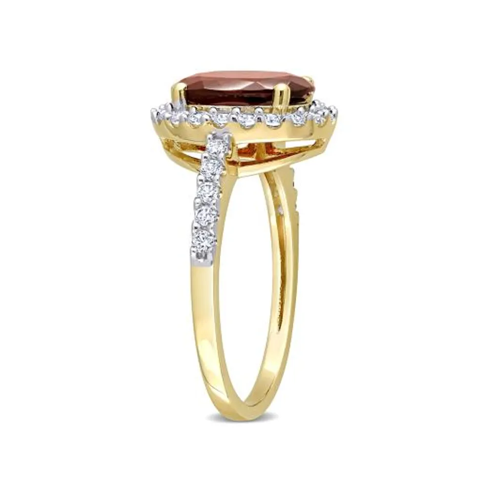 Julianna B 10K Yellow Gold Garnet & Lab Grown White Sapphire Ring