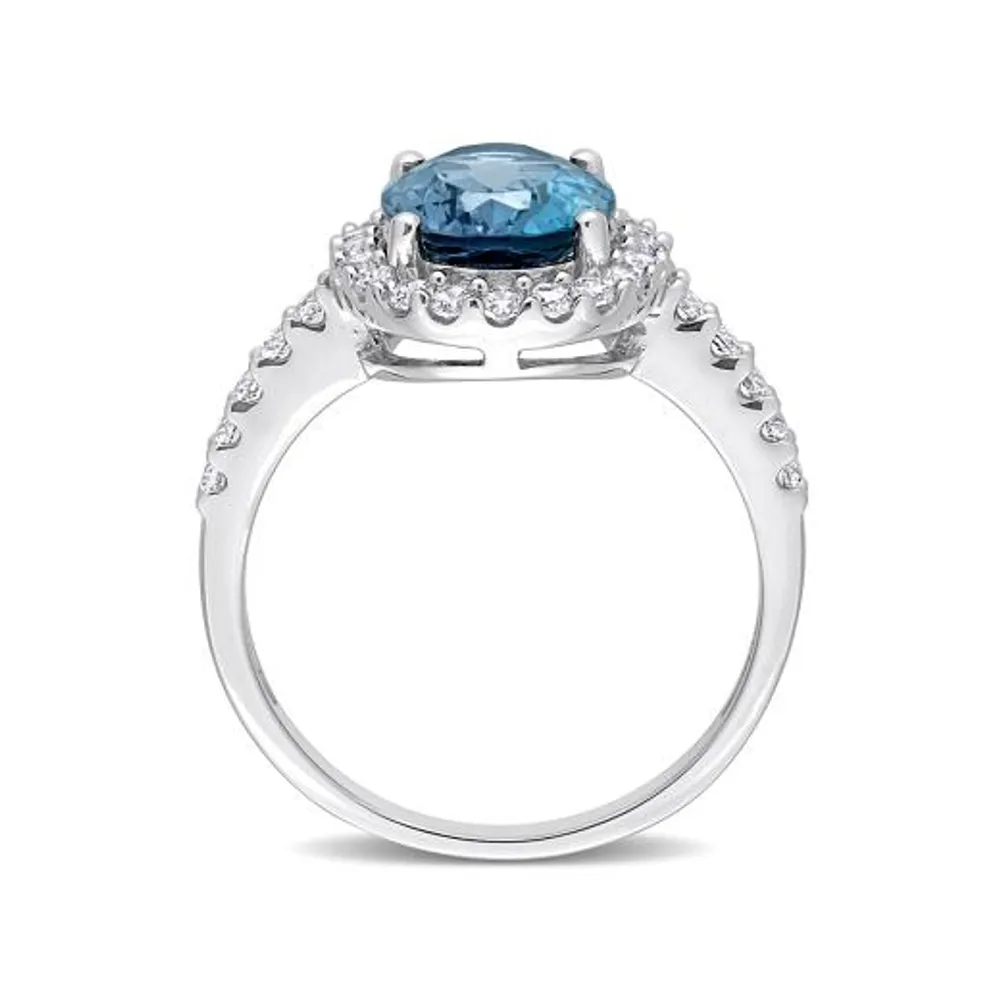 Julianna B 10K White Gold Blue Topaz & Lab Grown Sapphire Ring