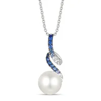 14K Vanilla Gold Pearl & Blueberry Sapphire Pendant