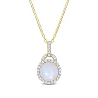 Julianna B Sterling Silver Blue Ethiopian Opal & White Topaz Necklace