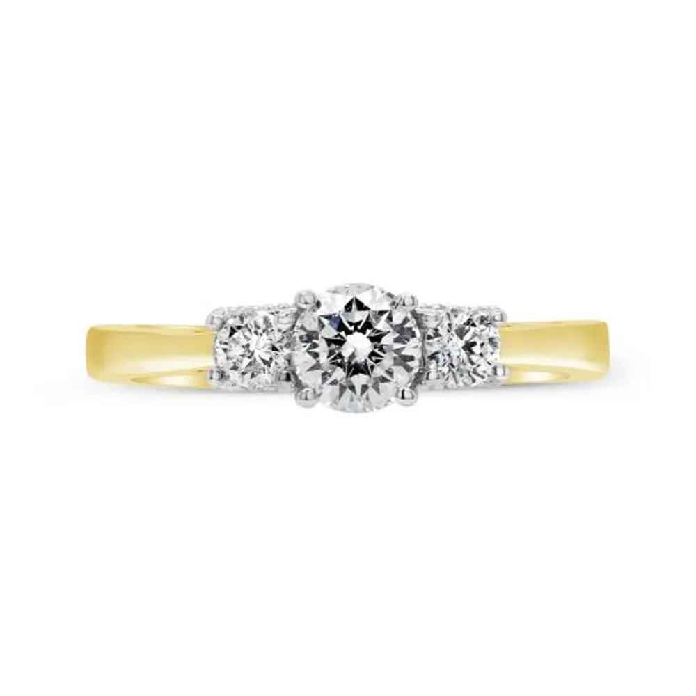 Charmed By Richard Calder 14K Yellow Gold 0.81CTW Diamond Three Stone Ring