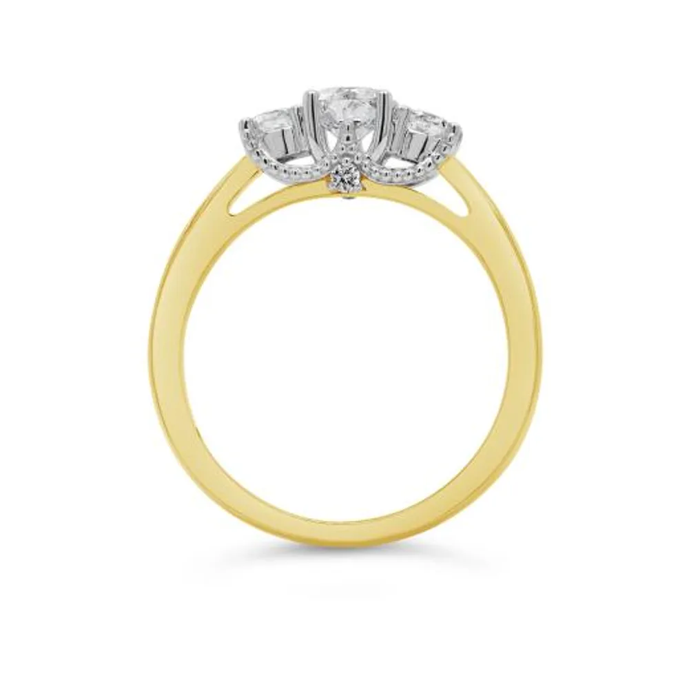 Charmed By Richard Calder 14K Yellow Gold 0.81CTW Diamond Three Stone Ring