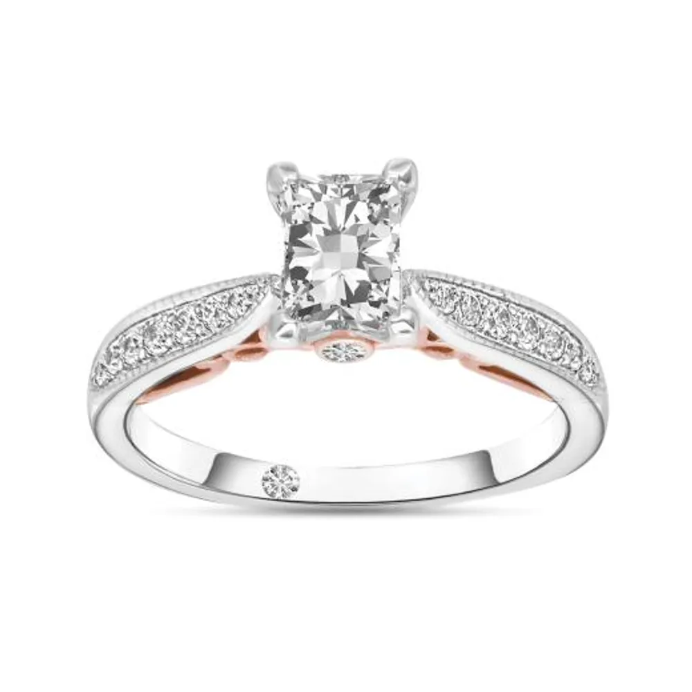 Charmed By Richard Calder 14K White & Rose Gold 0.89CTW Radiant Cut Diamond Ring