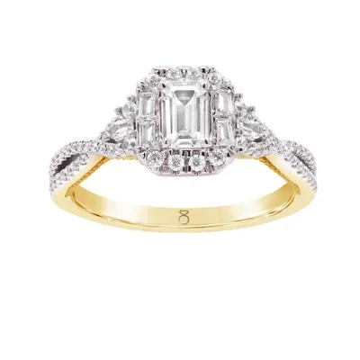 My Diamond Story 14k Yellow Gold 1.00CTW Emerald Cut Diamond Bridal Ring