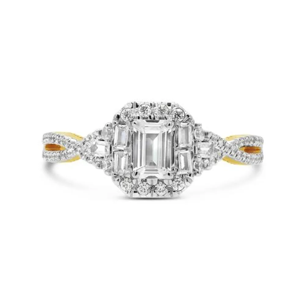 My Diamond Story 14k Yellow Gold 1.00CTW Emerald Cut Diamond Bridal Ring