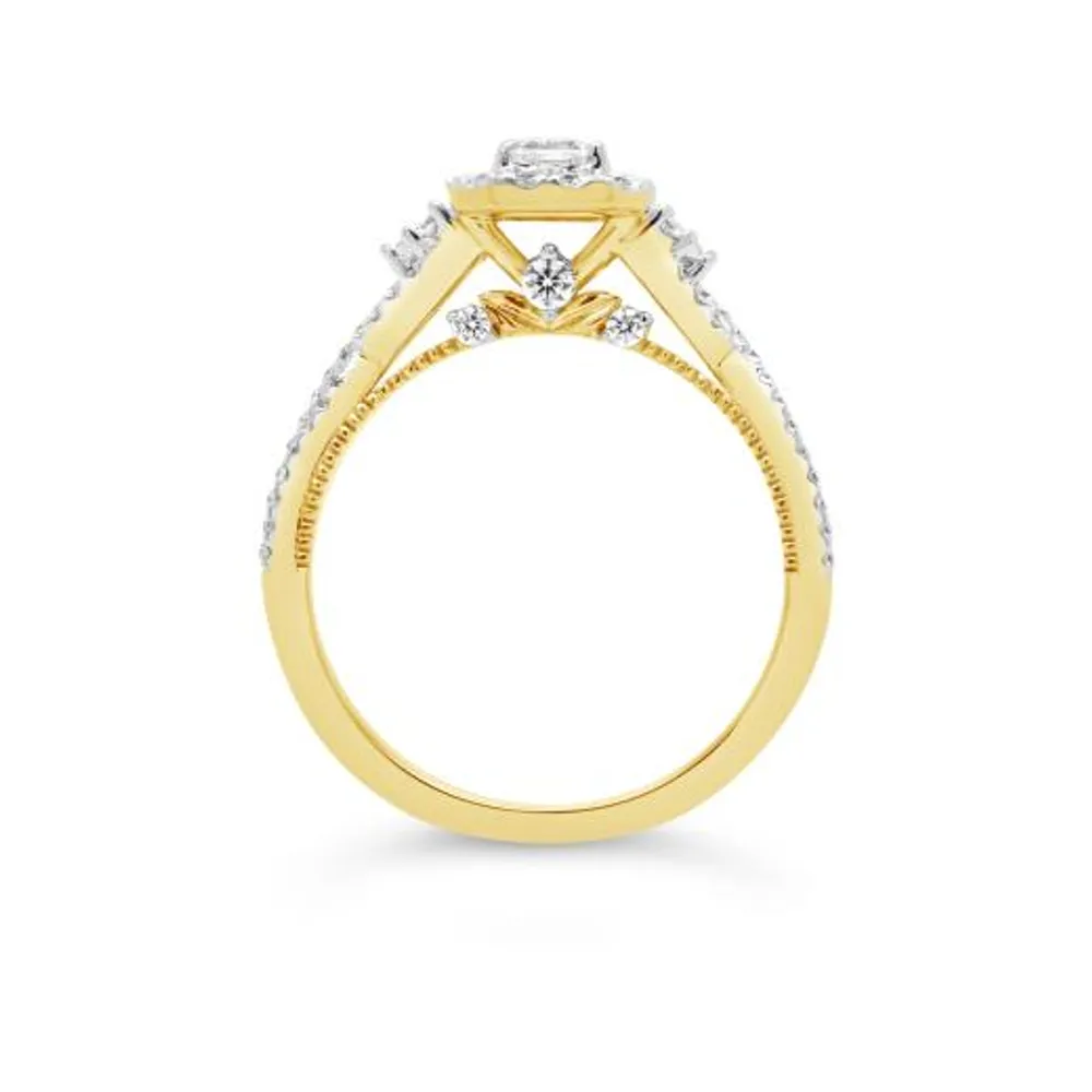 My Diamond Story 14k Yellow Gold 1.00CTW Emerald Cut Diamond Bridal Ring