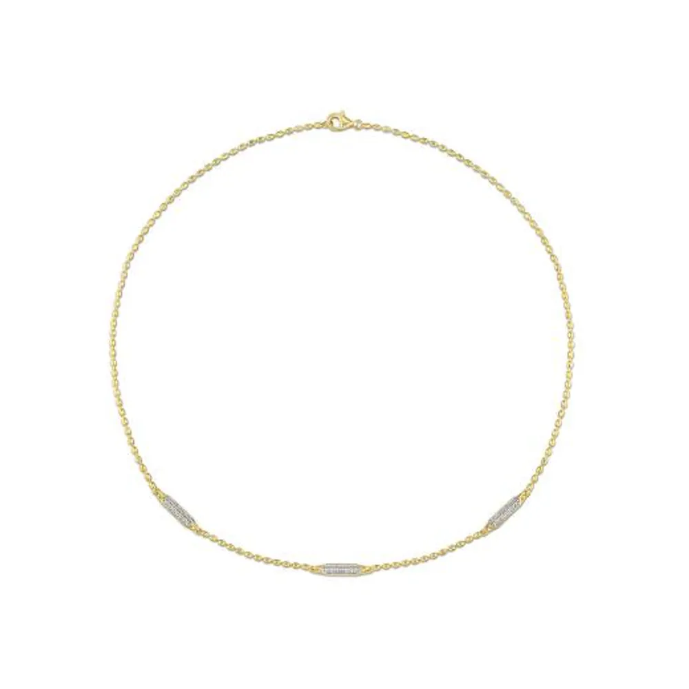 Julianna B Yellow Plated Sterling Silver Lab Grown White Sapphire Necklace