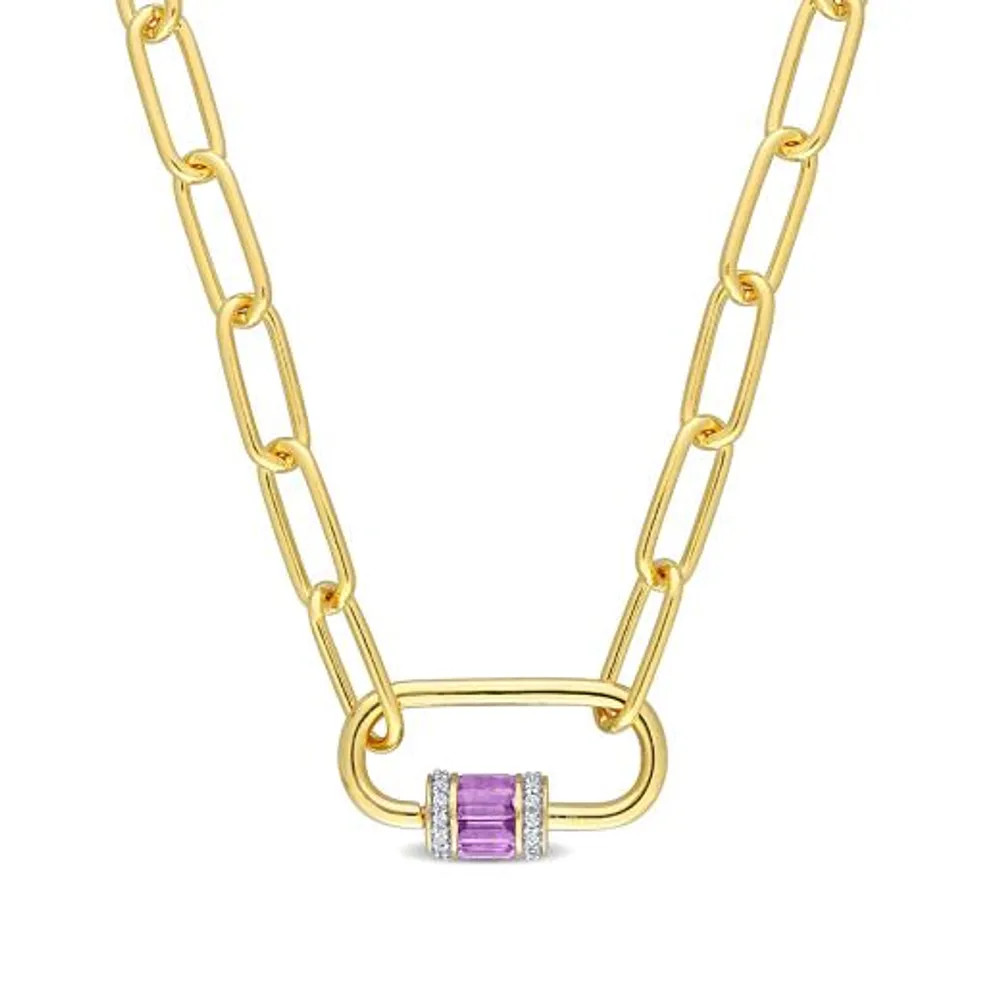 Julianna B Yellow Plated Sterling Silver Amethyst & White Topaz Necklace