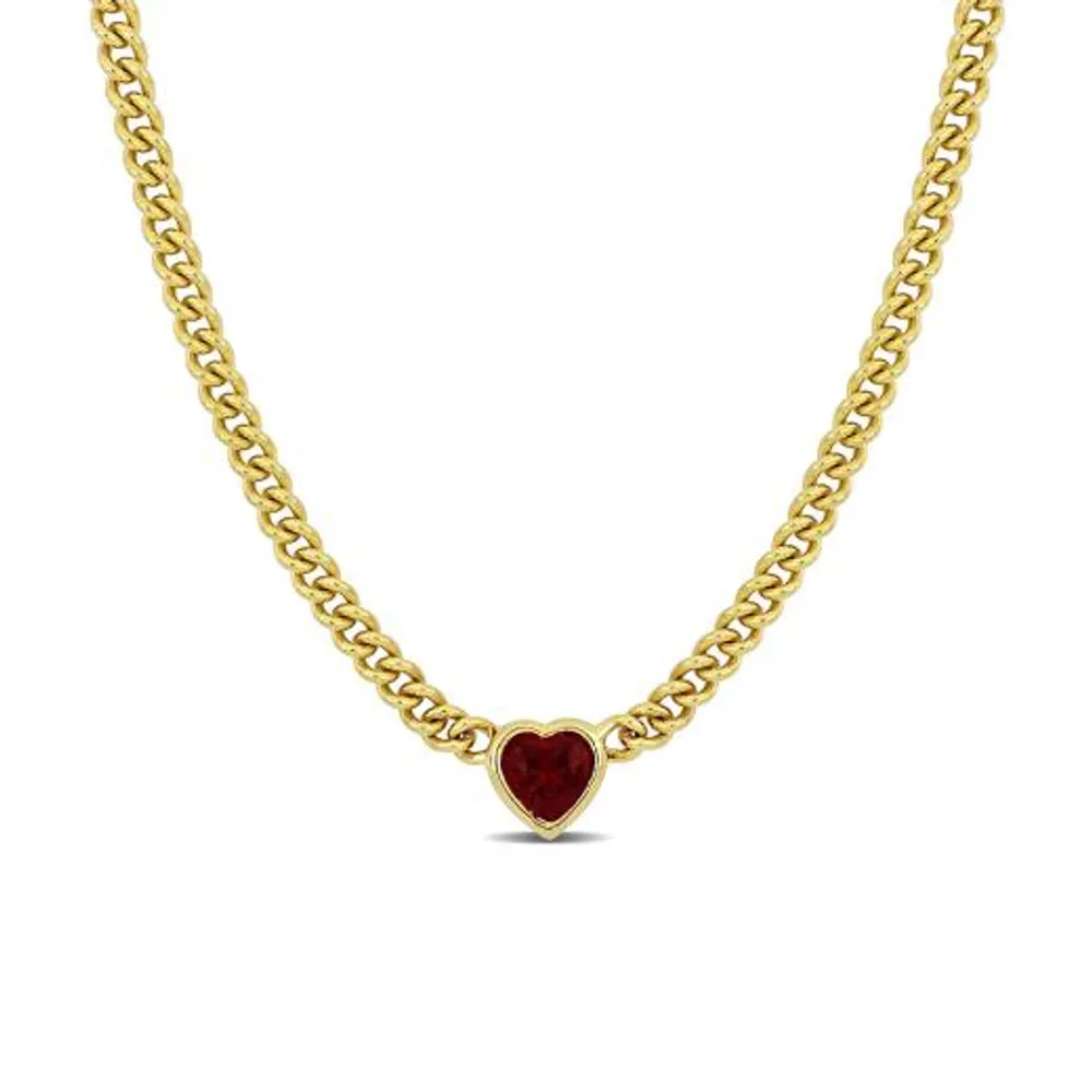 Julianna B Yellow Plated Sterling Silver Lab Grown Ruby Necklace
